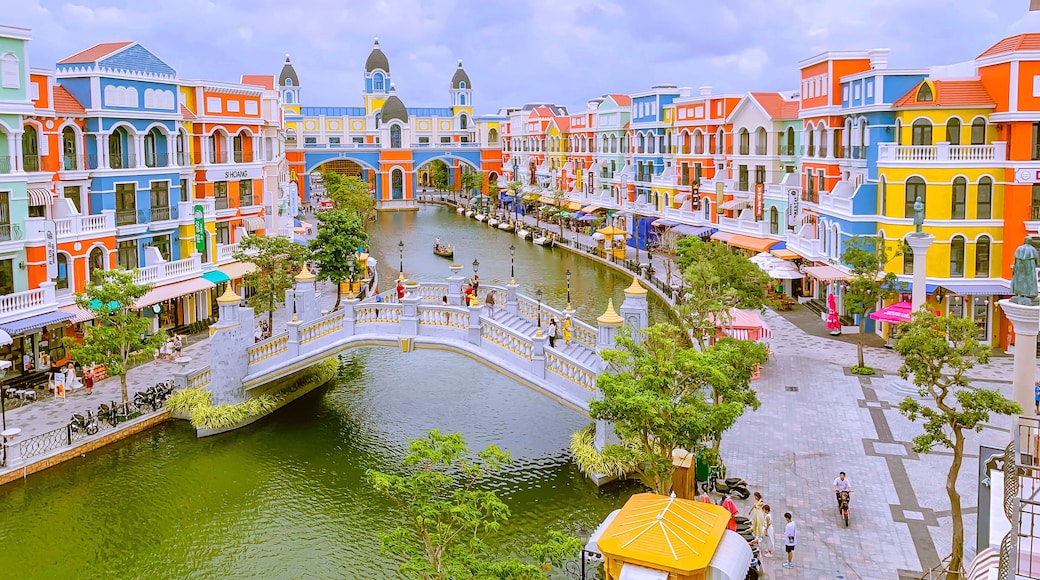 View Of Colorful Houses And Canal At Grand World Complex In Phu Quoc Island, Vietnam.