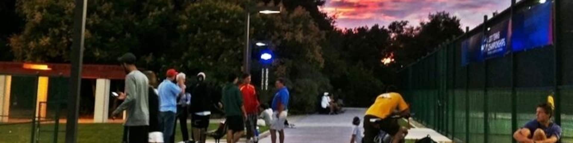 Sunset on the Pomona tennis courts.