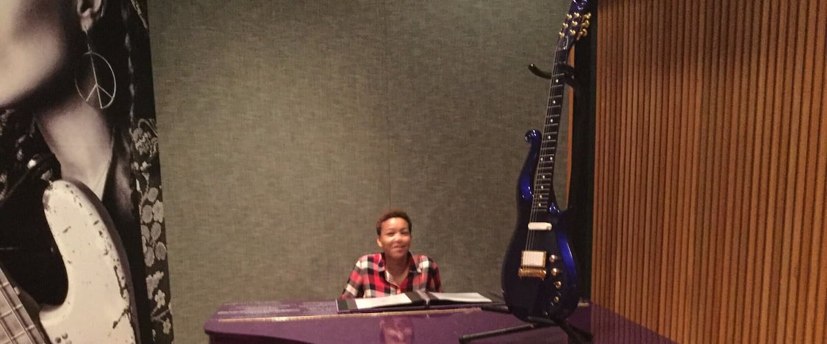 I toured Prince's home, Paisley Park, on opening day as a museum. This picture was taken in Studio B! The keys on the piano play different Prince songs. The most unique part of the experience was seeing handwritten lyrics in a notebook. Priceless....#EndlessSummer