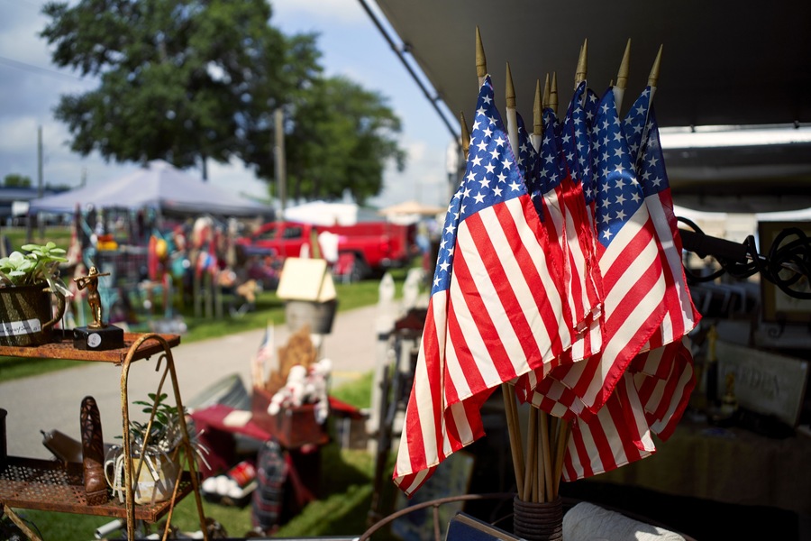 A group of American flags