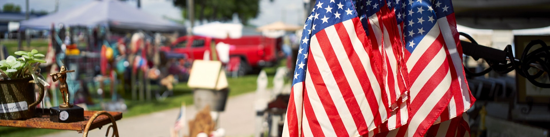 A group of American flags