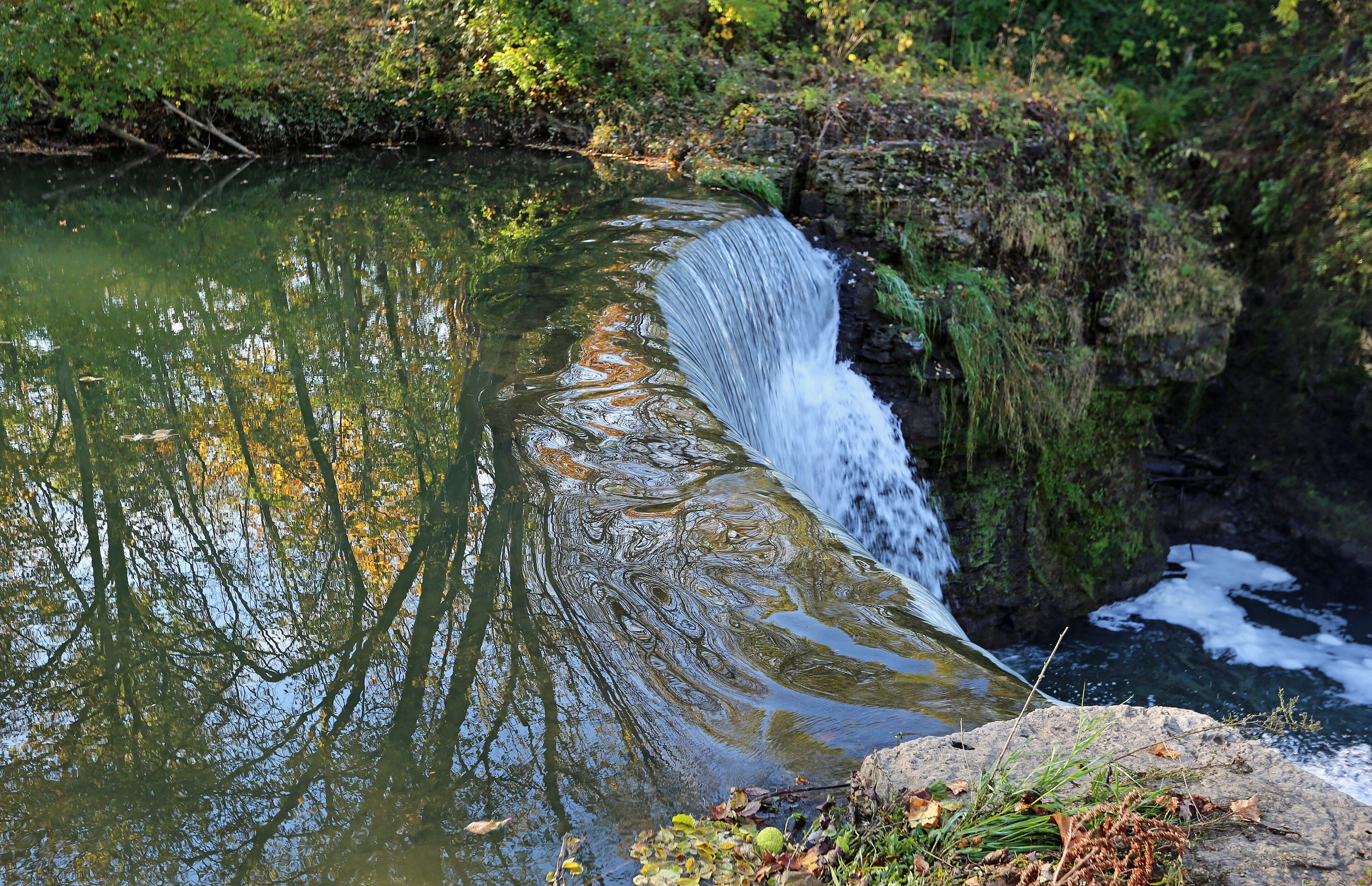 Mirror reflection and the falls - Cedar Cliff Falls - Indian Mound Reserve, Ohio