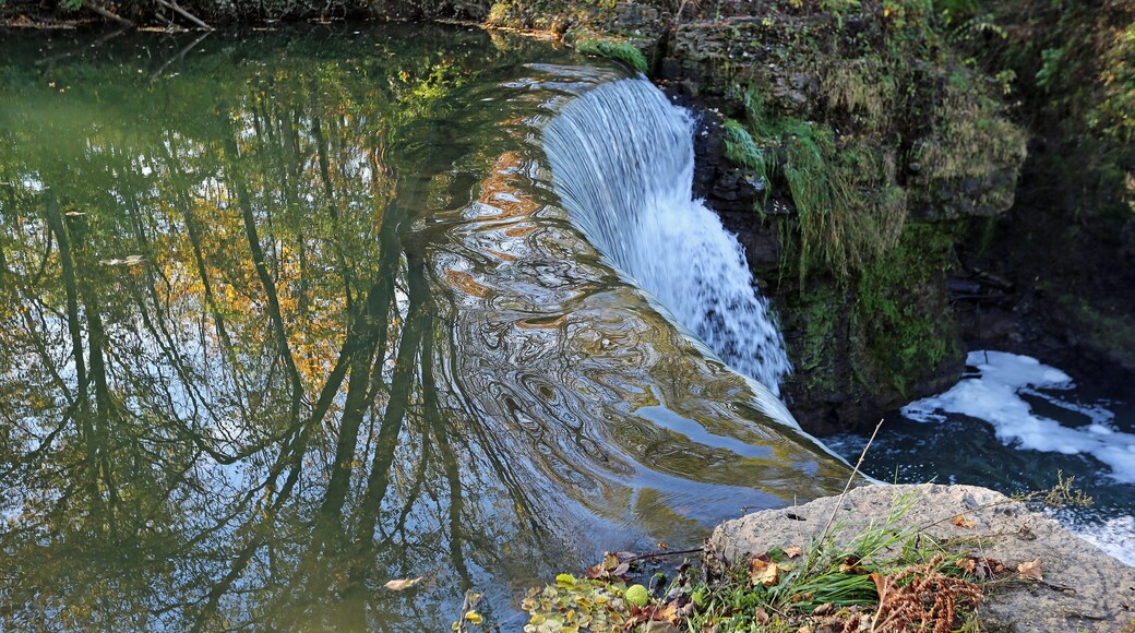 Mirror reflection and the falls - Cedar Cliff Falls - Indian Mound Reserve, Ohio