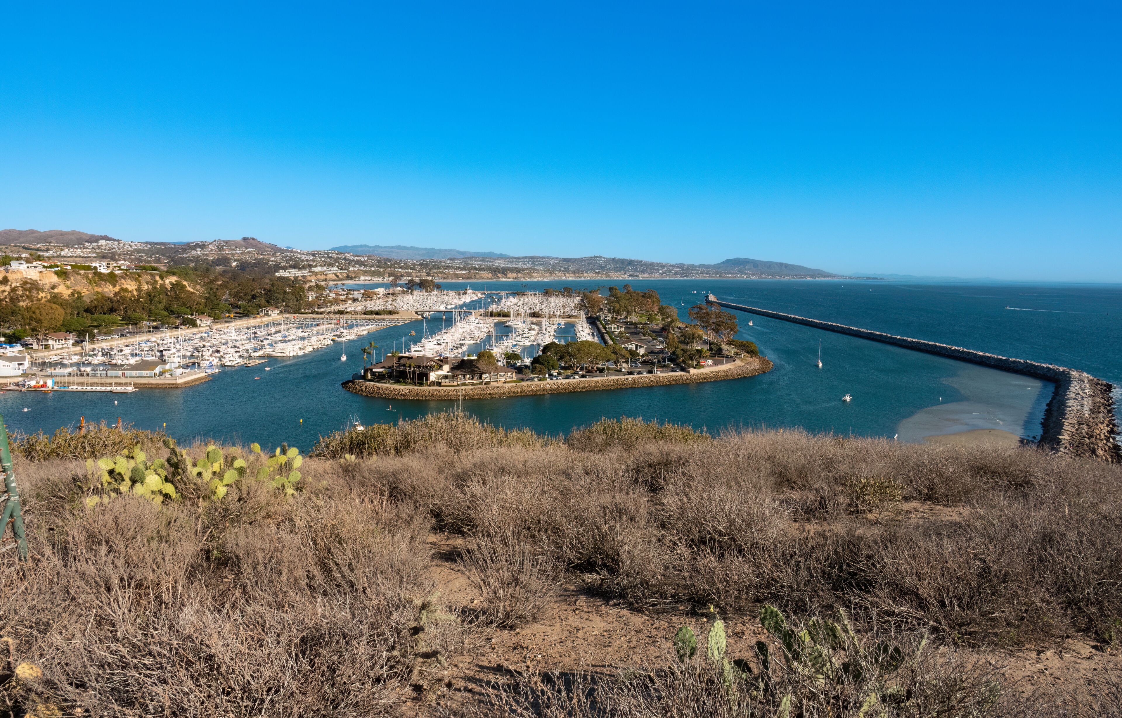 Magnificent views of Dana Point Harbor and Capistrano beach from the lokkout and the  Headlands Conservation Area Trail.