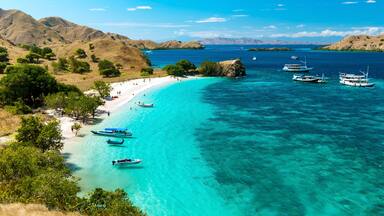 Panoramic view of Pink Beach, Komodo Nation Park, Flores Island, Indonedia.