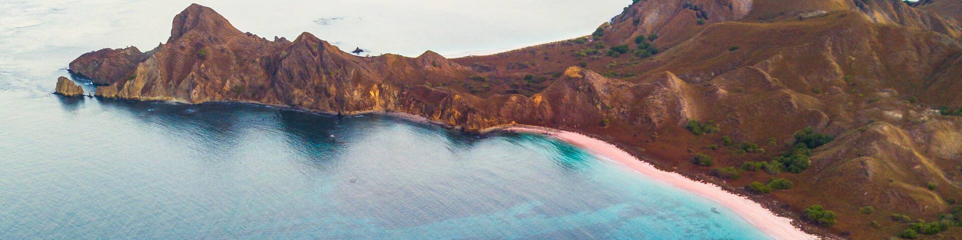 Stunning pink beach in Komodo National park, Flores, Indonesia