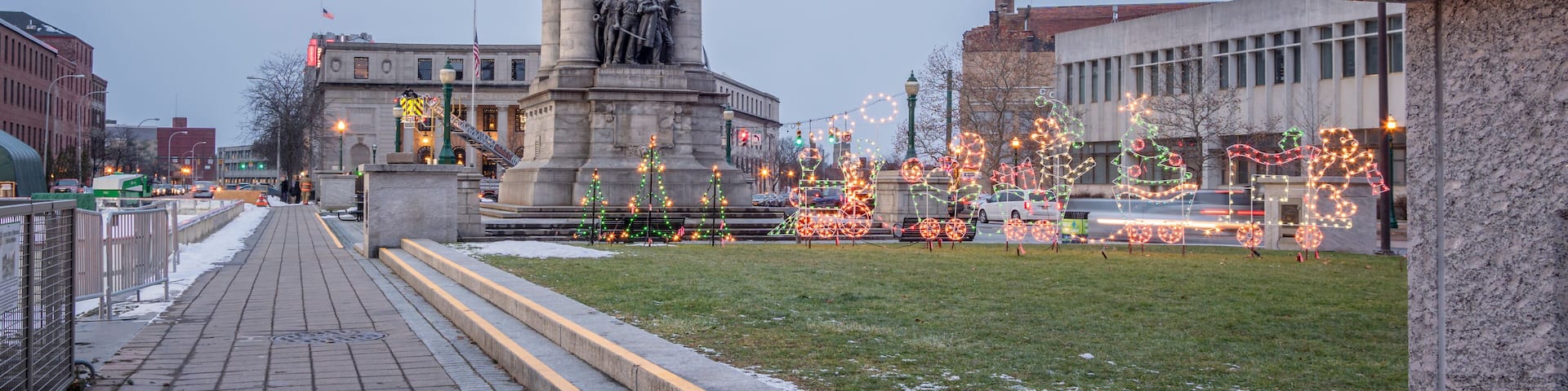 A Vertical View of Soldiers' and Sailors' Monument at Clinton Square, Syracuse, New York