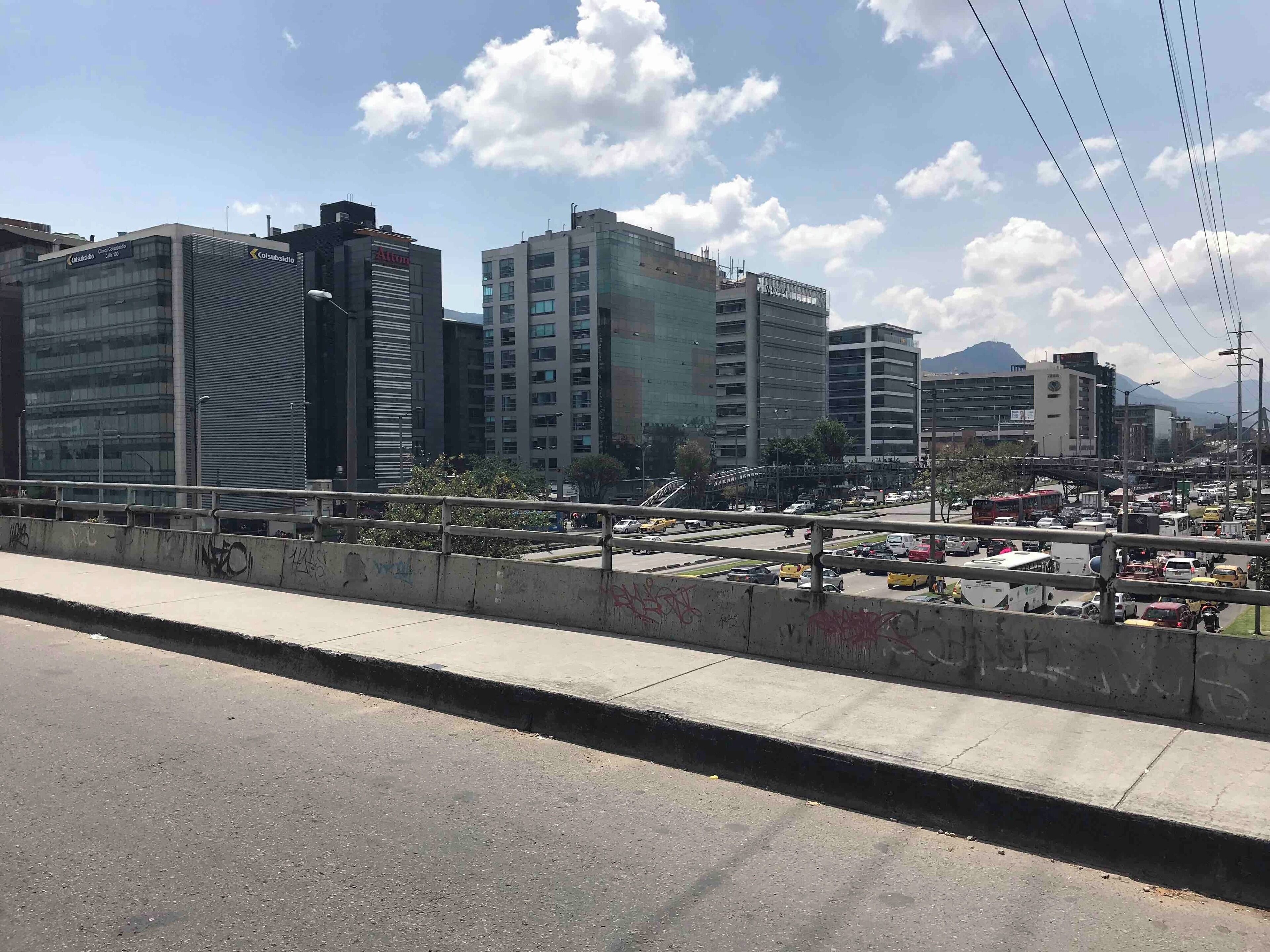 Bogota, Colombia a city of almost 9 million people, Traffic is mandatory and hard to evade.