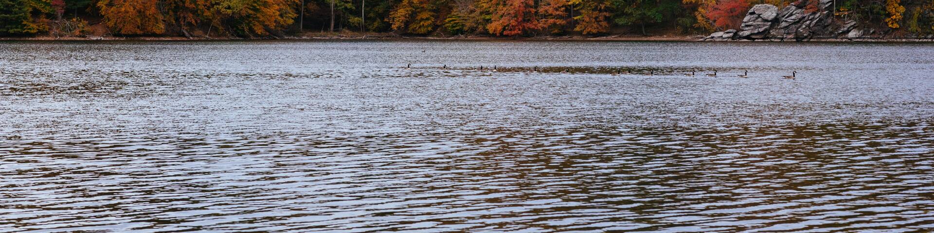 Autumn color at Loch Raven Reservoir, in Cockeysville, Maryland.