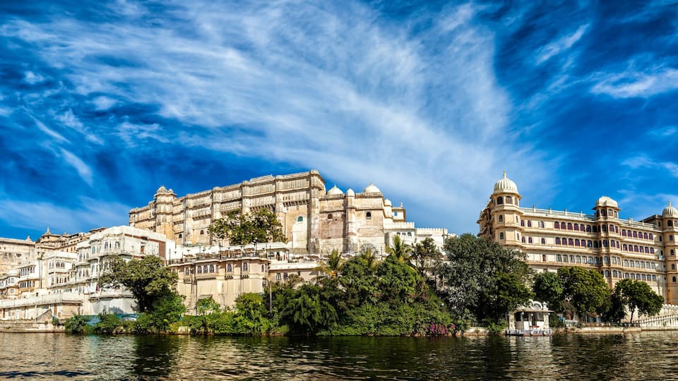 Panorama of City Palace. Udaipur, India