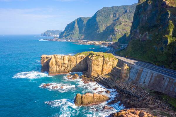 Aerial view of Nanya Rock, Taiwan.