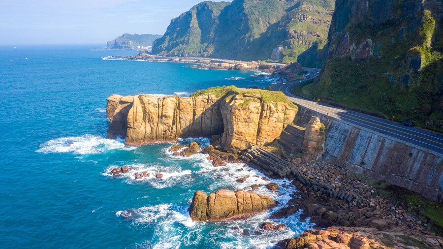 Aerial view of Nanya Rock, Taiwan.