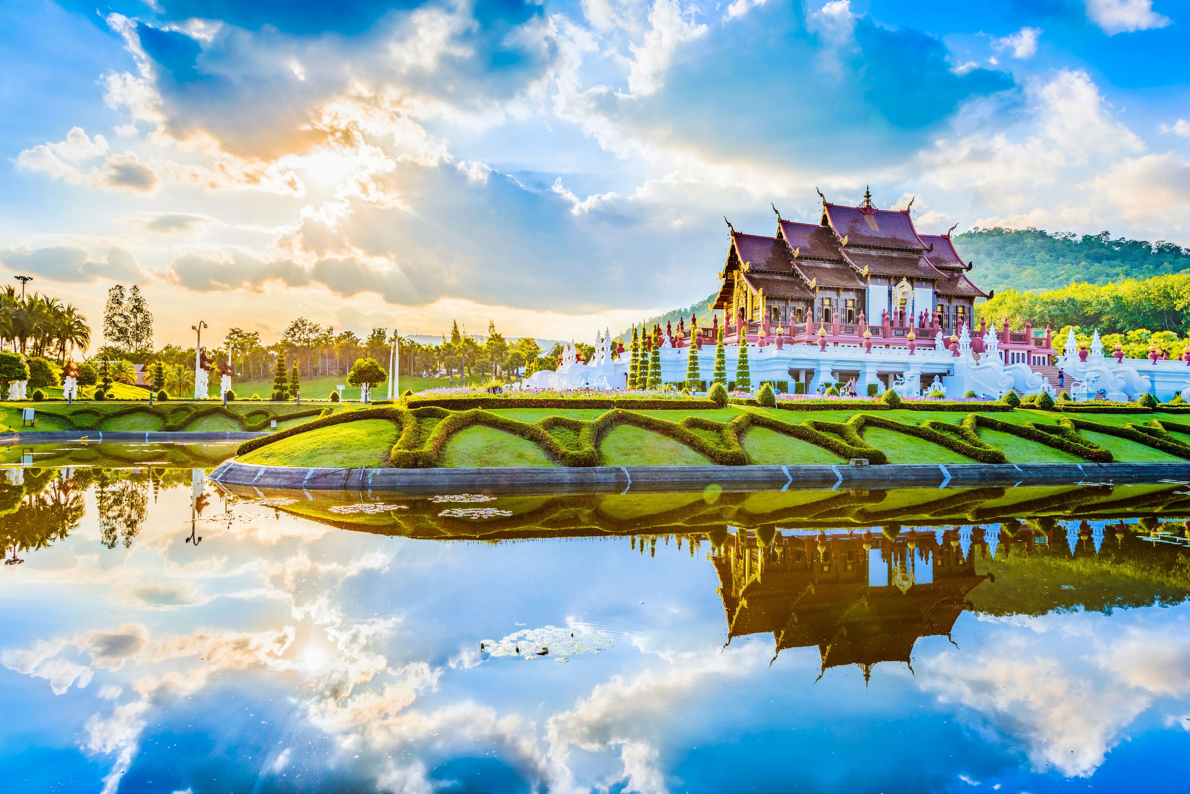 Thai style garden. Located in Royal Park Rajapruek, Chiang Mai, Thailand.	