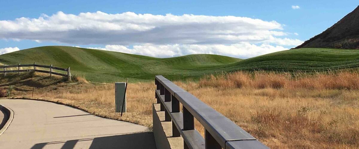 My walk along Red Hawk Drive past part of golf course.