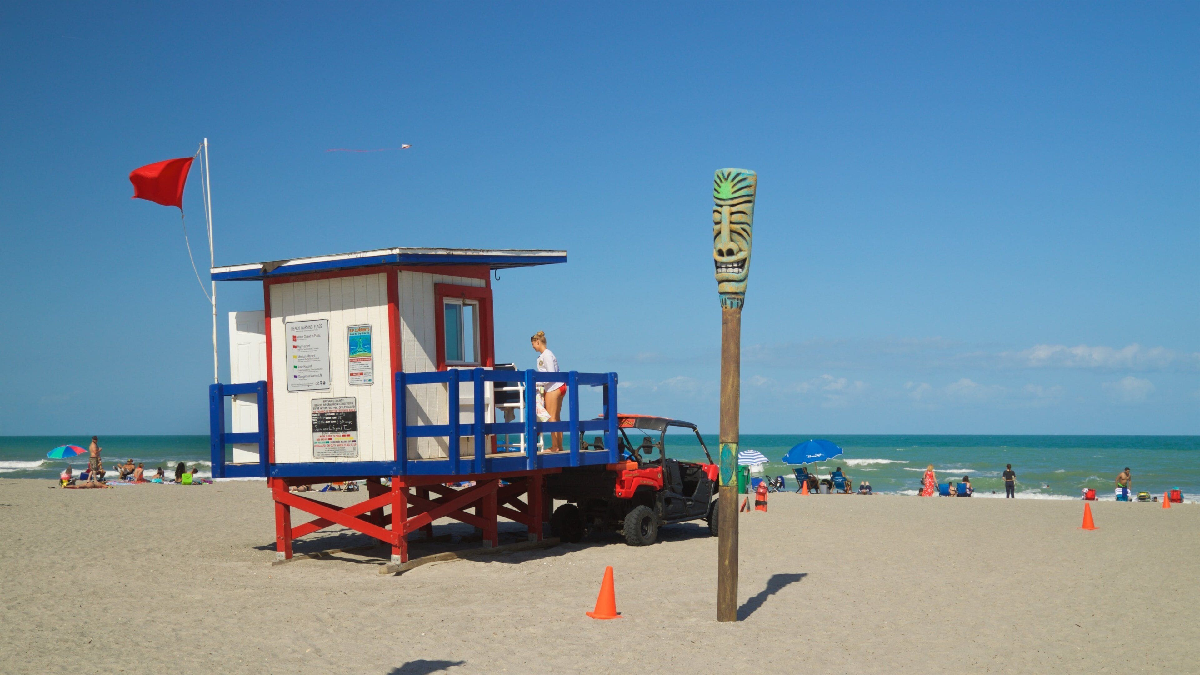 Cocoa Beach showing a beach and general coastal views