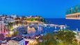 Beautiful sunset, marina in old town Kaleici district, Antalya, Turkey