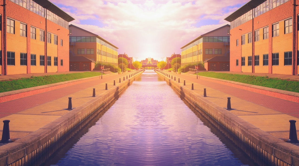 Canal at sunset in Stockton on tees, North Yorkshire, UK