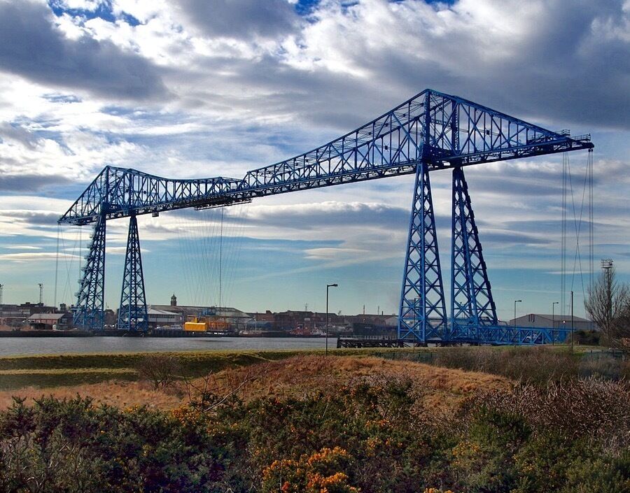 This bridge is the outstanding landmark on Teesside. Constructed in 1911, it has a span of 180m across the river Tees and carries vehicles and pedestrians across the river in the suspended gondola (yellow in this photograph). It is the longest operational bridge of its type in the world. Since this photograph was taken the bridge has had a glass lift / elevator installed so that it is possible to visit the superstructure 49m above road level. I have yet to do this!