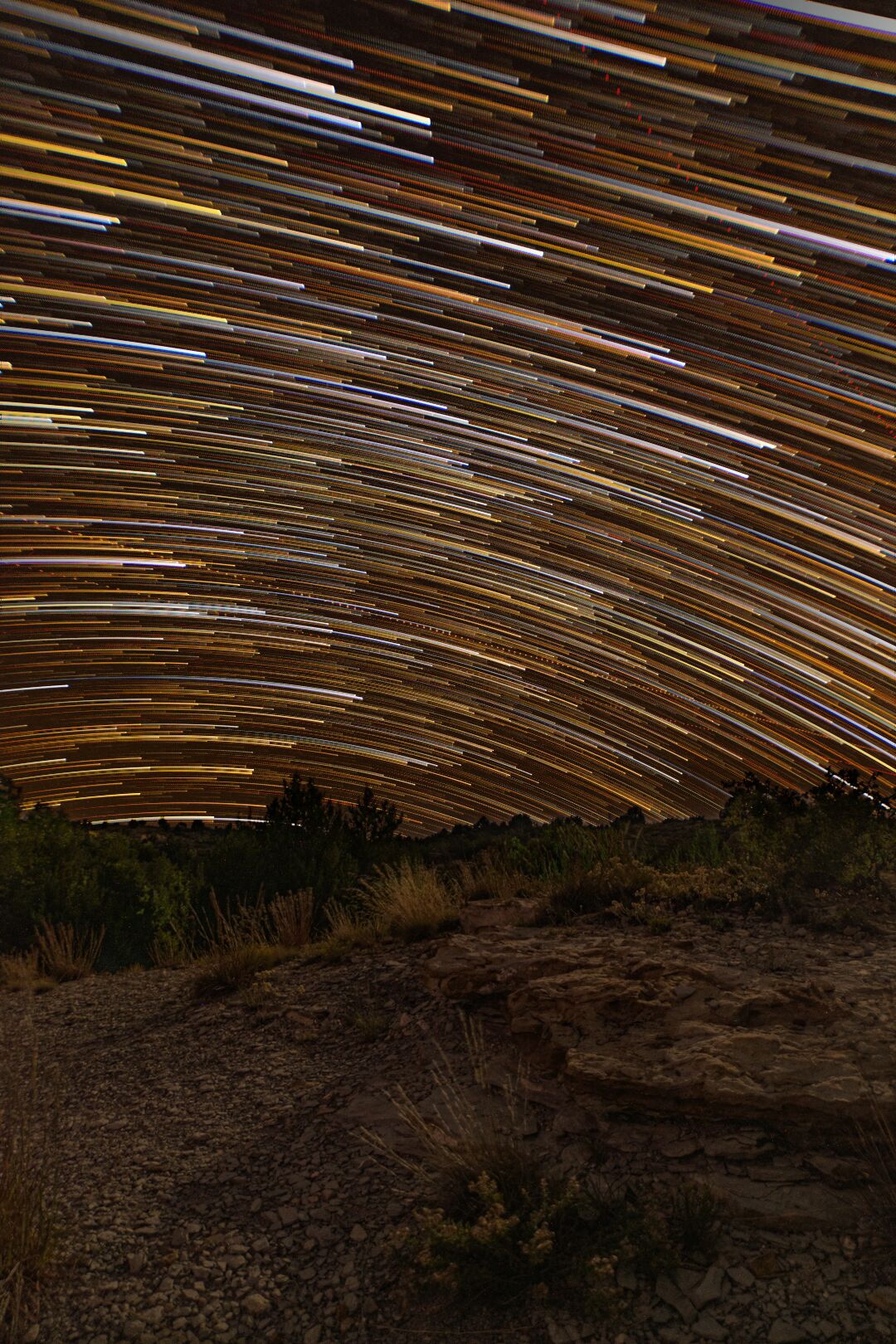 Skipping forward to night two...mostly because it was just another day of driving for hours. 

This was another time I was able to just put my camera out and go to bed while it fired all night. This is about 1400 photos stacked together. I am looking south. 

So my google maps has a few thousand starred places; this was one of them. I have absolutely no idea why this place was listed. It was a cool place, but hours out of the way. It did feel good to get a real night sleep. 