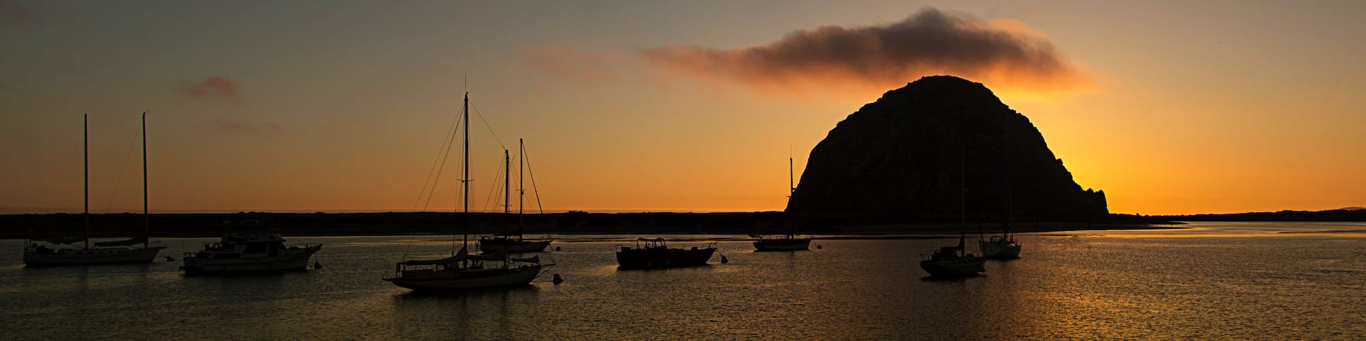 Color Image of multiple Sailboats at Sunset in Morro Bay CA