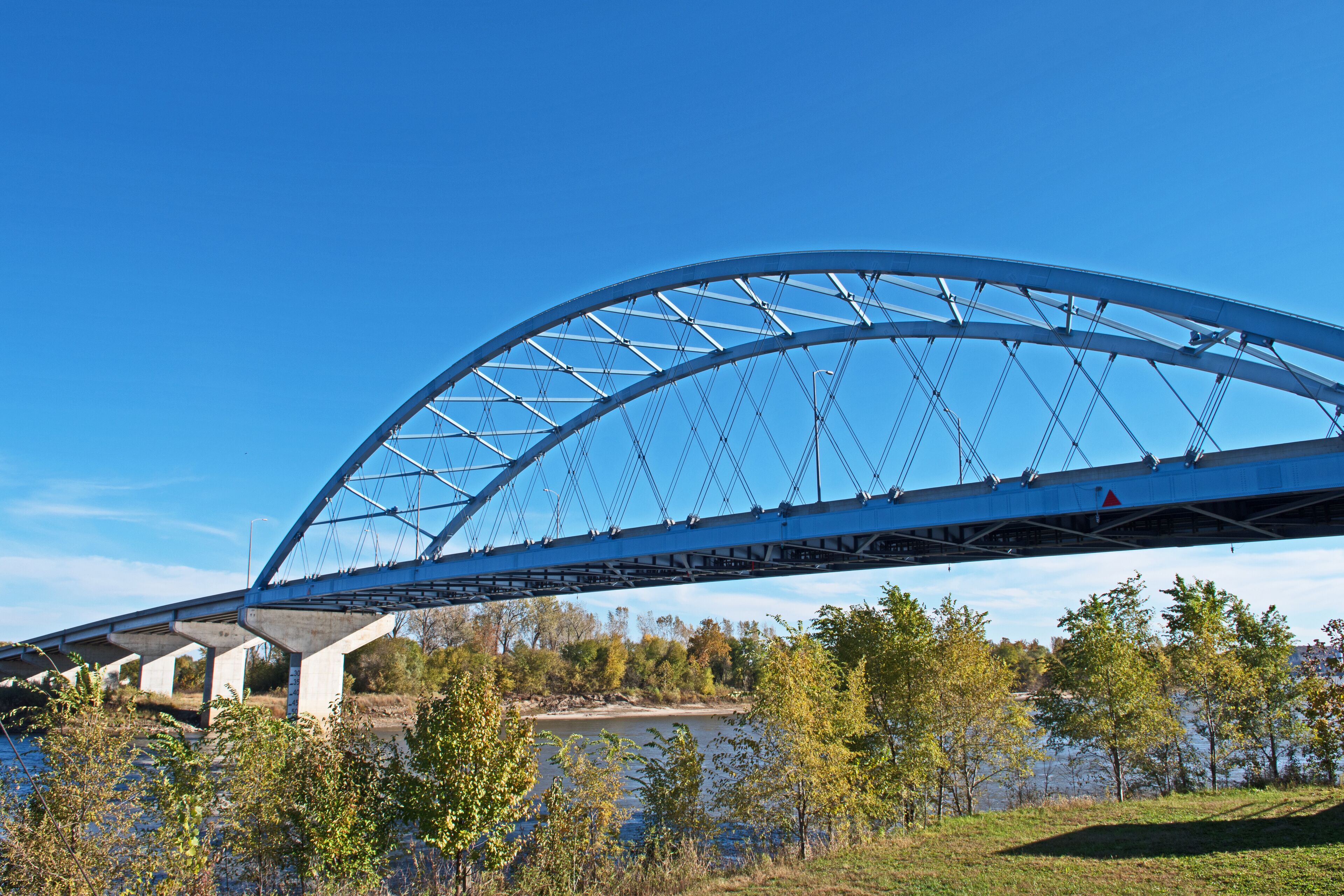 The Amelia Earhart Memorial Bridge is a network tied arch bridge over the Missouri River on U.S. Route 59 between Atchison, Kansas and Buchanan County, Missouri.