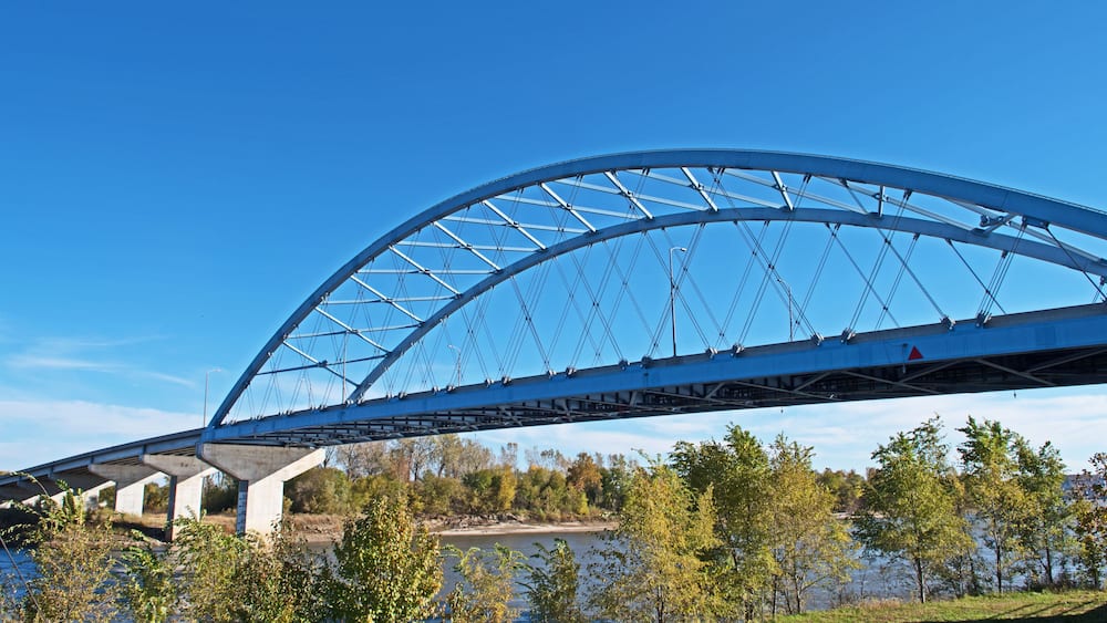The Amelia Earhart Memorial Bridge is a network tied arch bridge over the Missouri River on U.S. Route 59 between Atchison, Kansas and Buchanan County, Missouri.