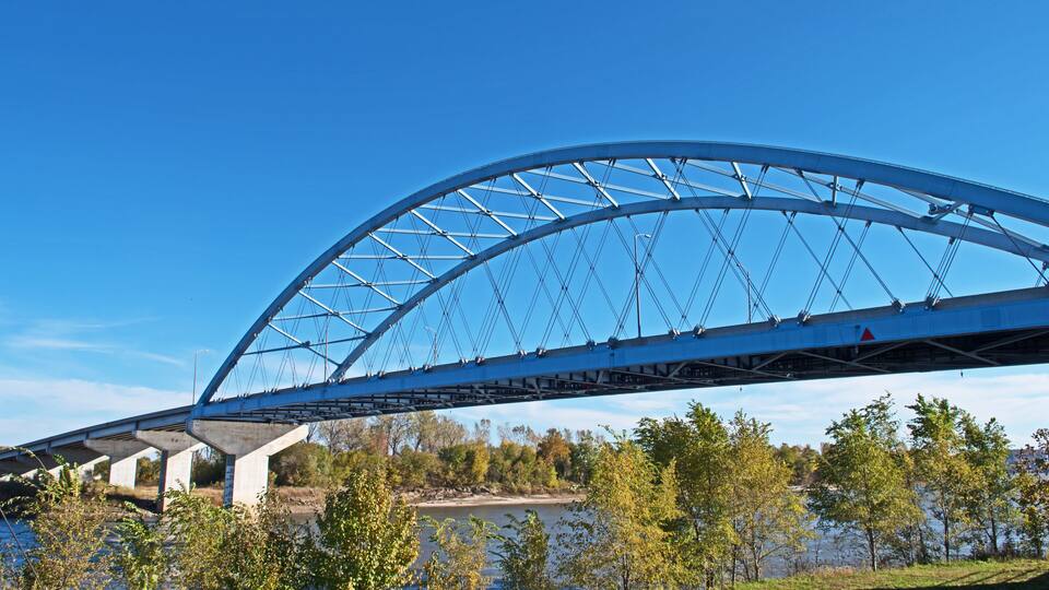 The Amelia Earhart Memorial Bridge is a network tied arch bridge over the Missouri River on U.S. Route 59 between Atchison, Kansas and Buchanan County, Missouri.