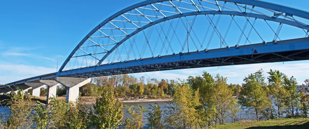The Amelia Earhart Memorial Bridge is a network tied arch bridge over the Missouri River on U.S. Route 59 between Atchison, Kansas and Buchanan County, Missouri.