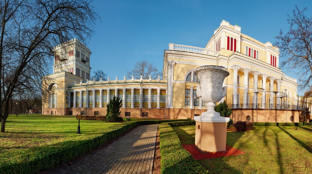 Gomel, Belarus - January 5, 2020: Rumyantsev Palace during the snow.