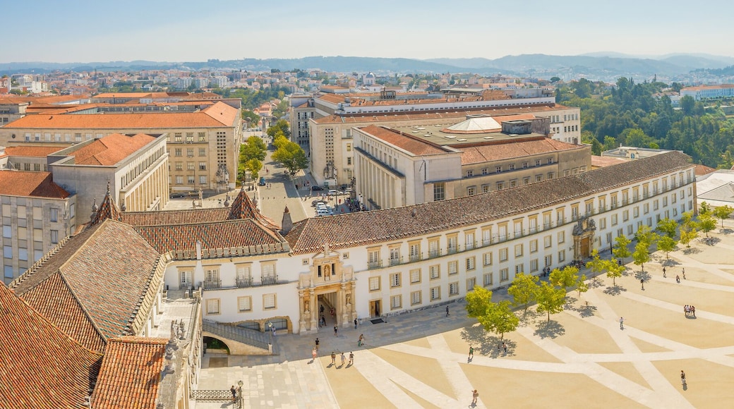 Coimbra panorama from top of bell clock tower. Coimbra city skyline and University courtyard on Mondego river. Coimbra in Central Portugal, is famous for its University, the oldest in Europe.