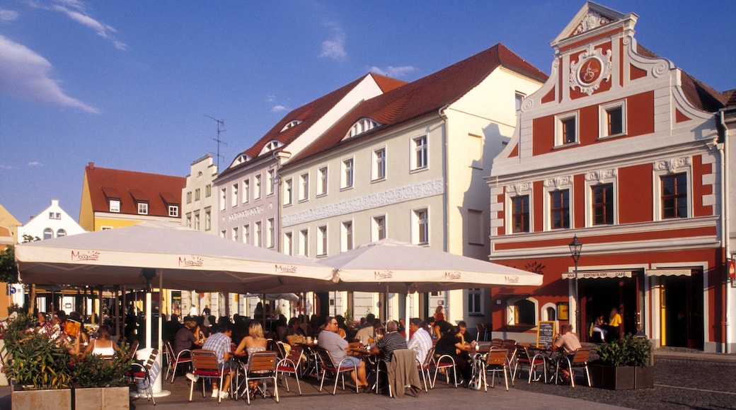 Cottbus ofreciendo patrimonio de arquitectura, escenas urbanas y salir a cenar