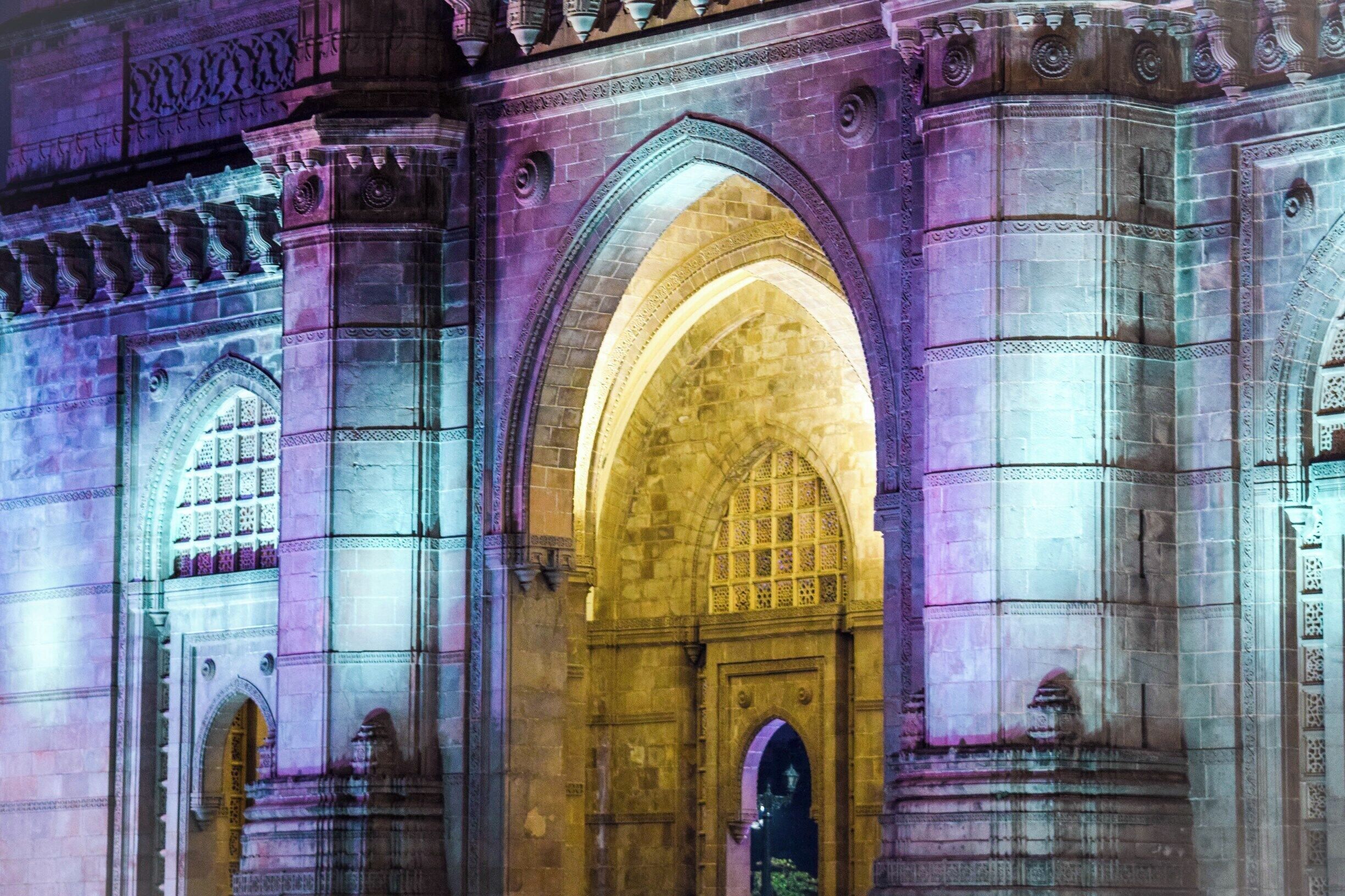 Gateway of India in all its glory with beautiful lights 
