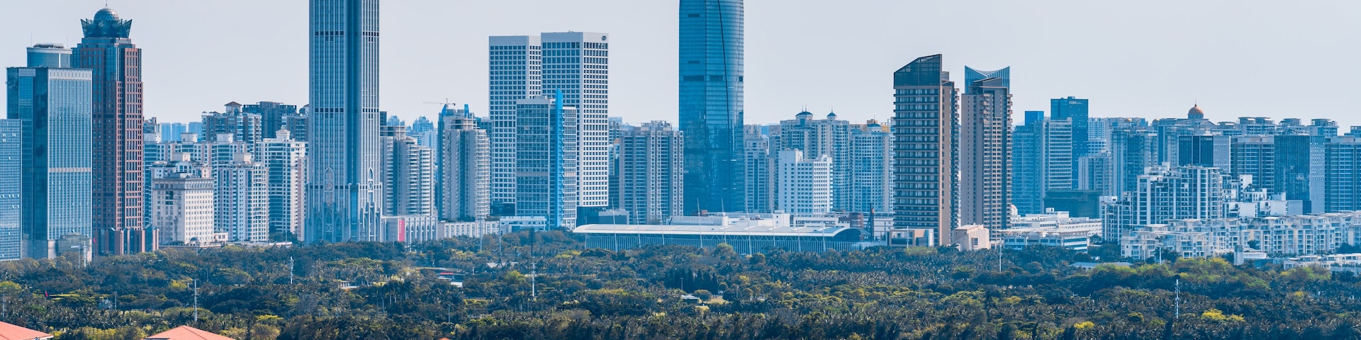 Wanlv Park and Guomao CBD complex in Haikou, Hainan, China