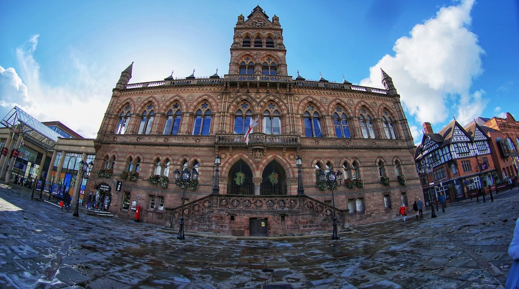 Chester Town Hall taken yesterday afternoon.
Taken on a Sony a6000 with a with a 7artisans fisheye lens.