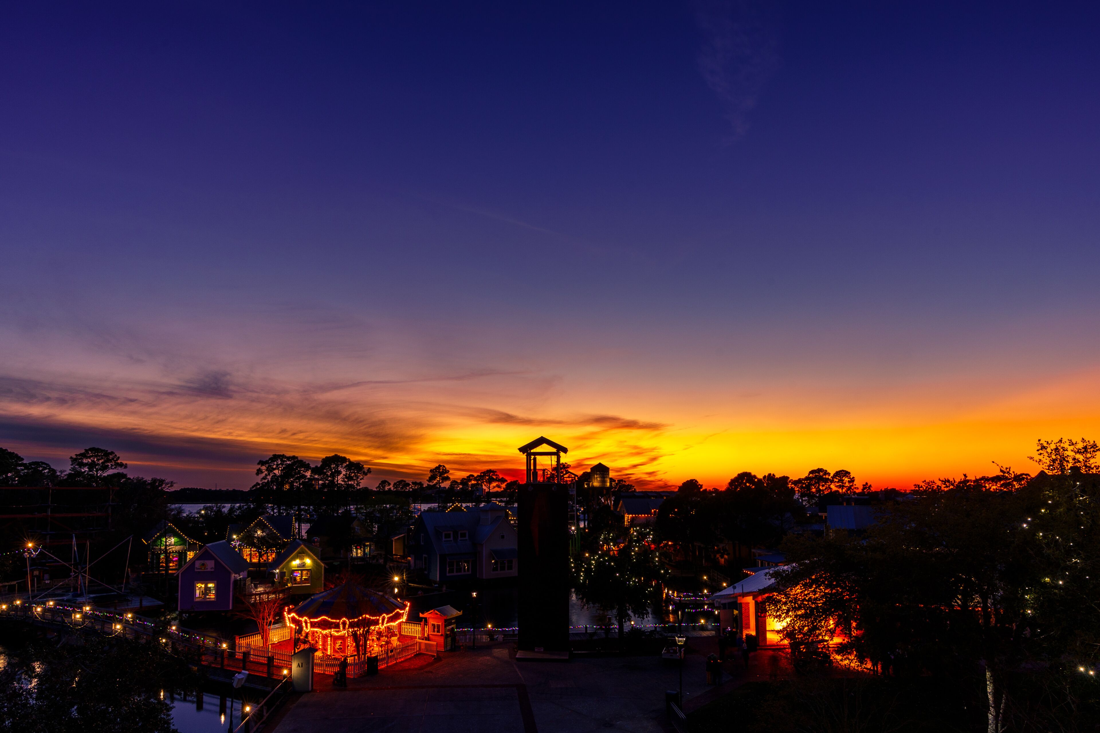 Sunset over Choctawhatchee Bay, Village of Baytowne Wharf, Sandestin, Florida

