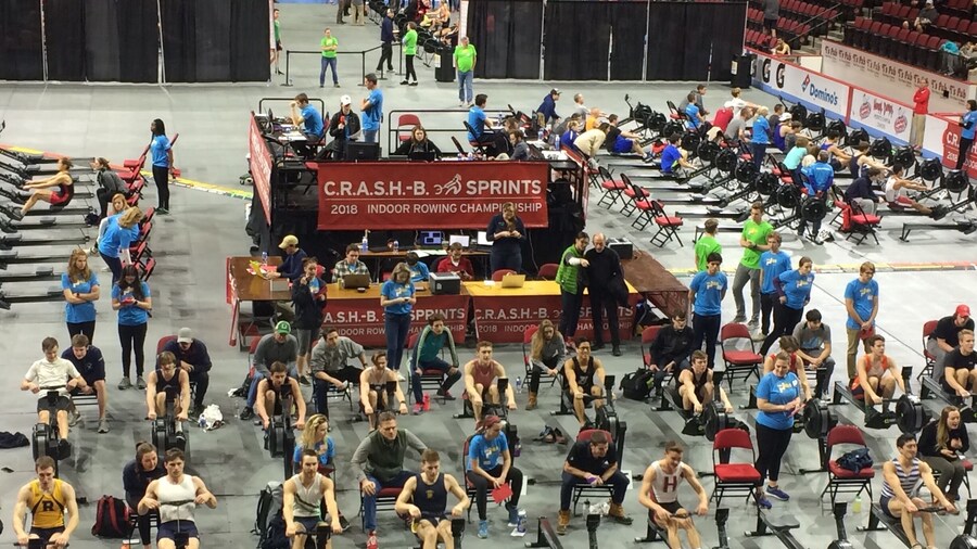 At the CRASH-B Sprints Indoor Rowing Championships at Agganis Arena, Boston #kidsfun #fun #indoorrowing #Boston #endurance #rowing #concept2 #rowinglife