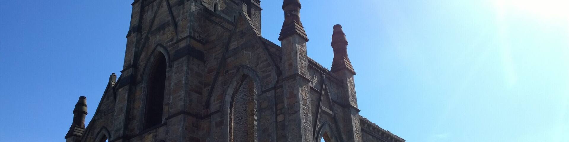 An old church has been hollowed out and is being prepped for renovation.