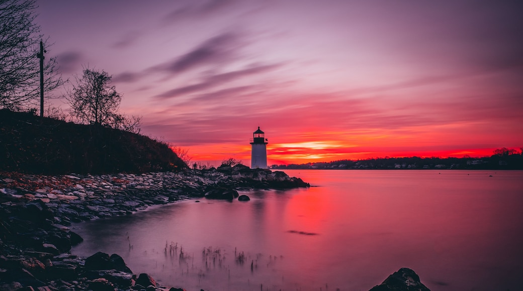 Fort Pickering (Winter Island) Lighthouse at sunrise Located in Salem, Massachusetts