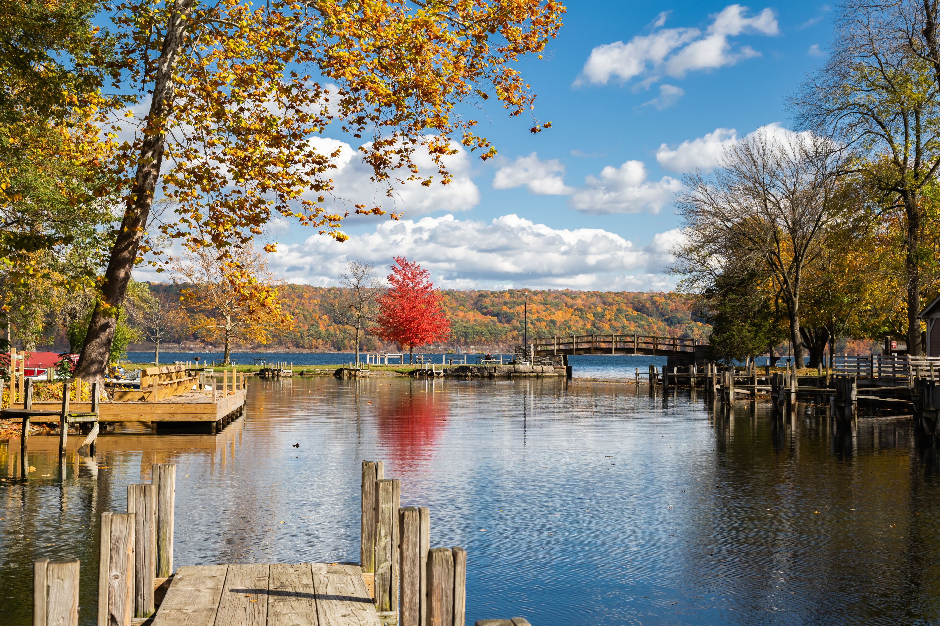 Taughannock Point at Taughannock Falls State Park, located in Ulysses, NY, in the Finger Lakes area of central New York
