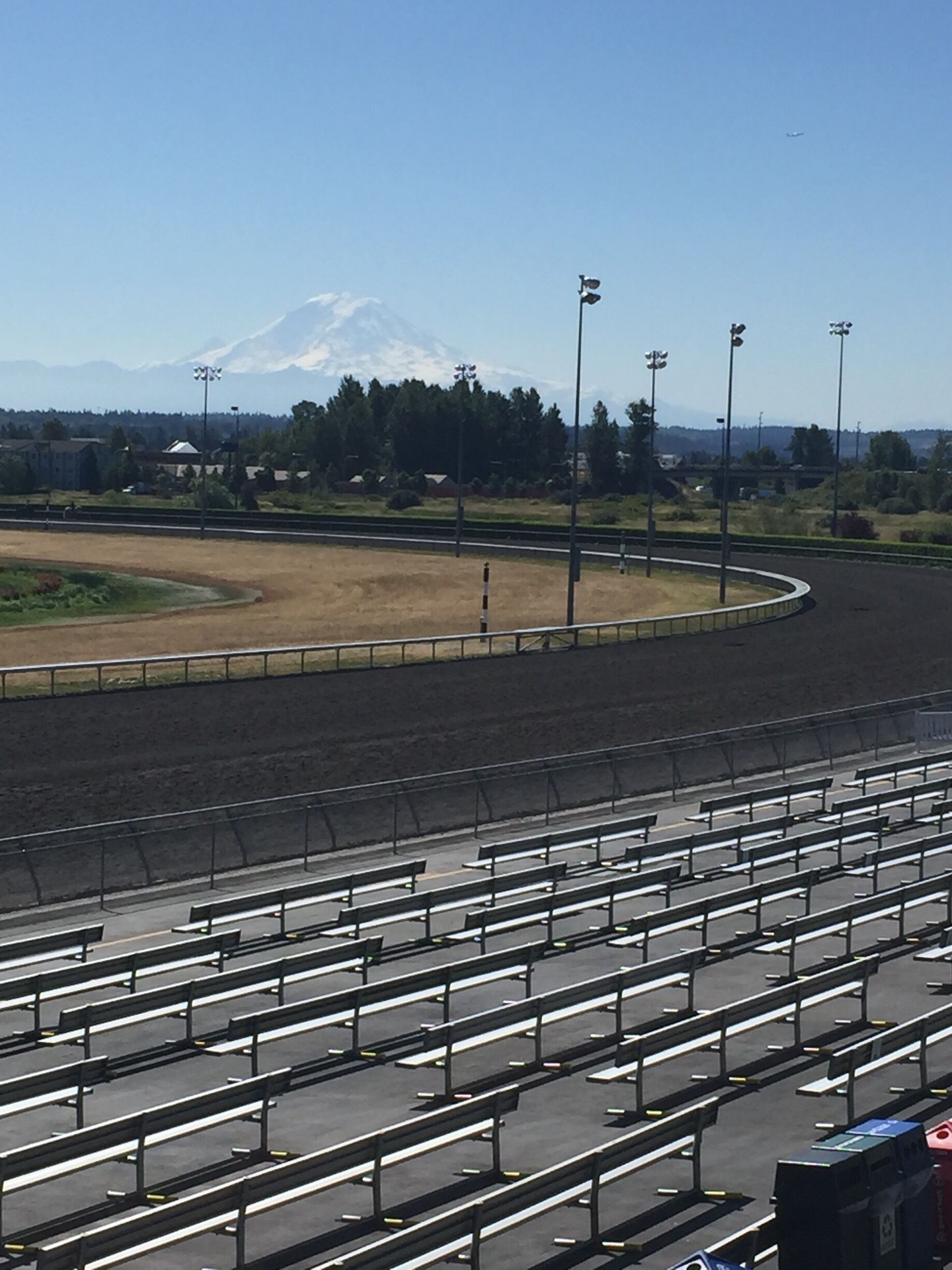 Great view of Mt. Rainer from Emerald Downs Racetrack