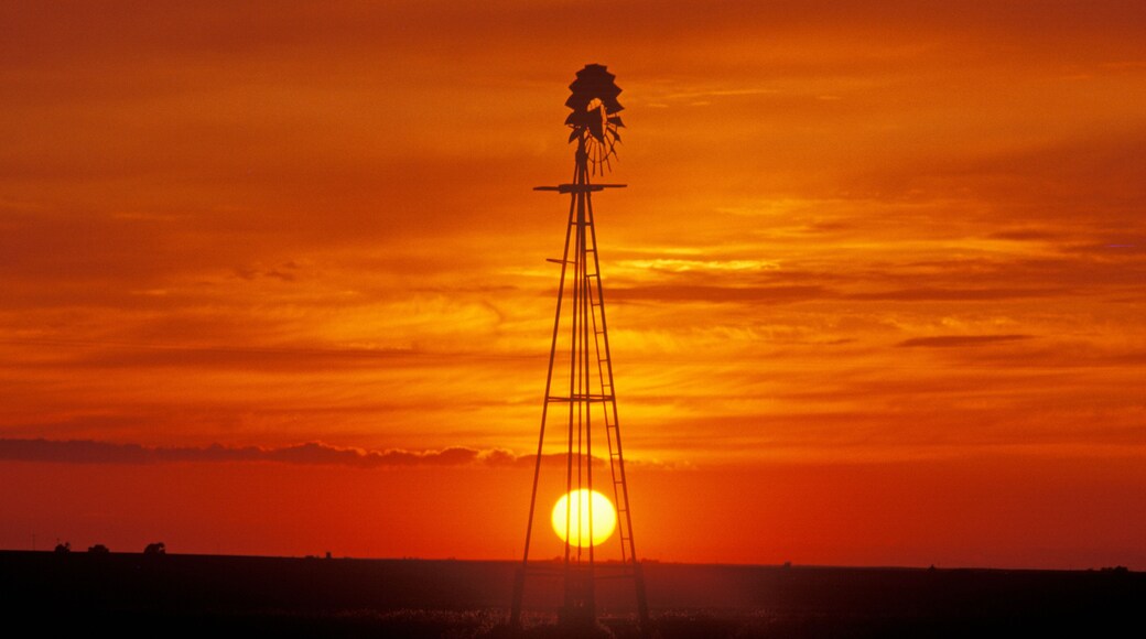 Windmill at sunset in Forgan, OK