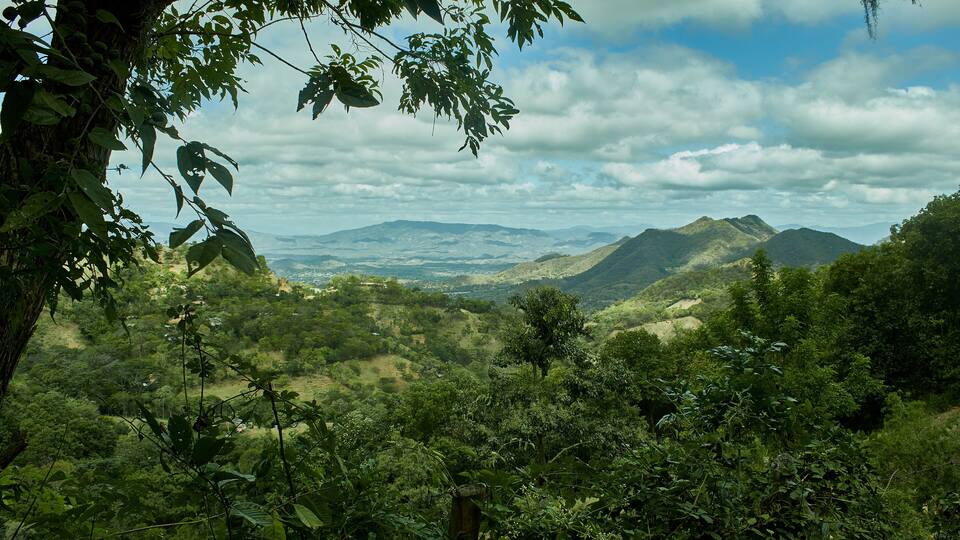 Incredible landscape of jungle-covered mountains in nicaragua