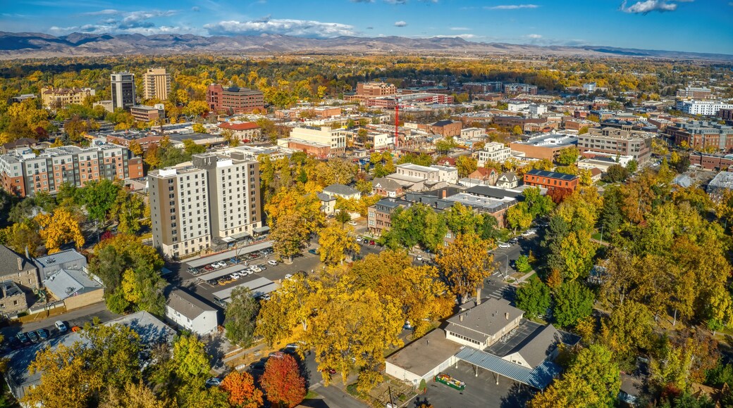 Aerial View of Downtown Fort Collins, Colorado in Autumn