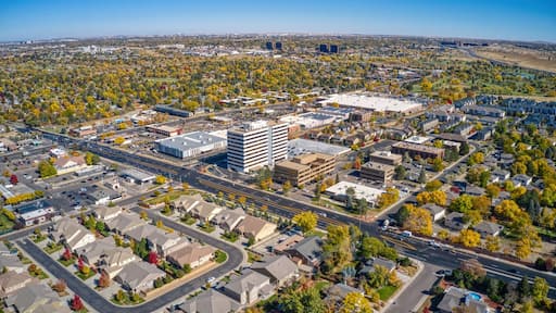 Aerial View of Aurora, Colorado in Autumn