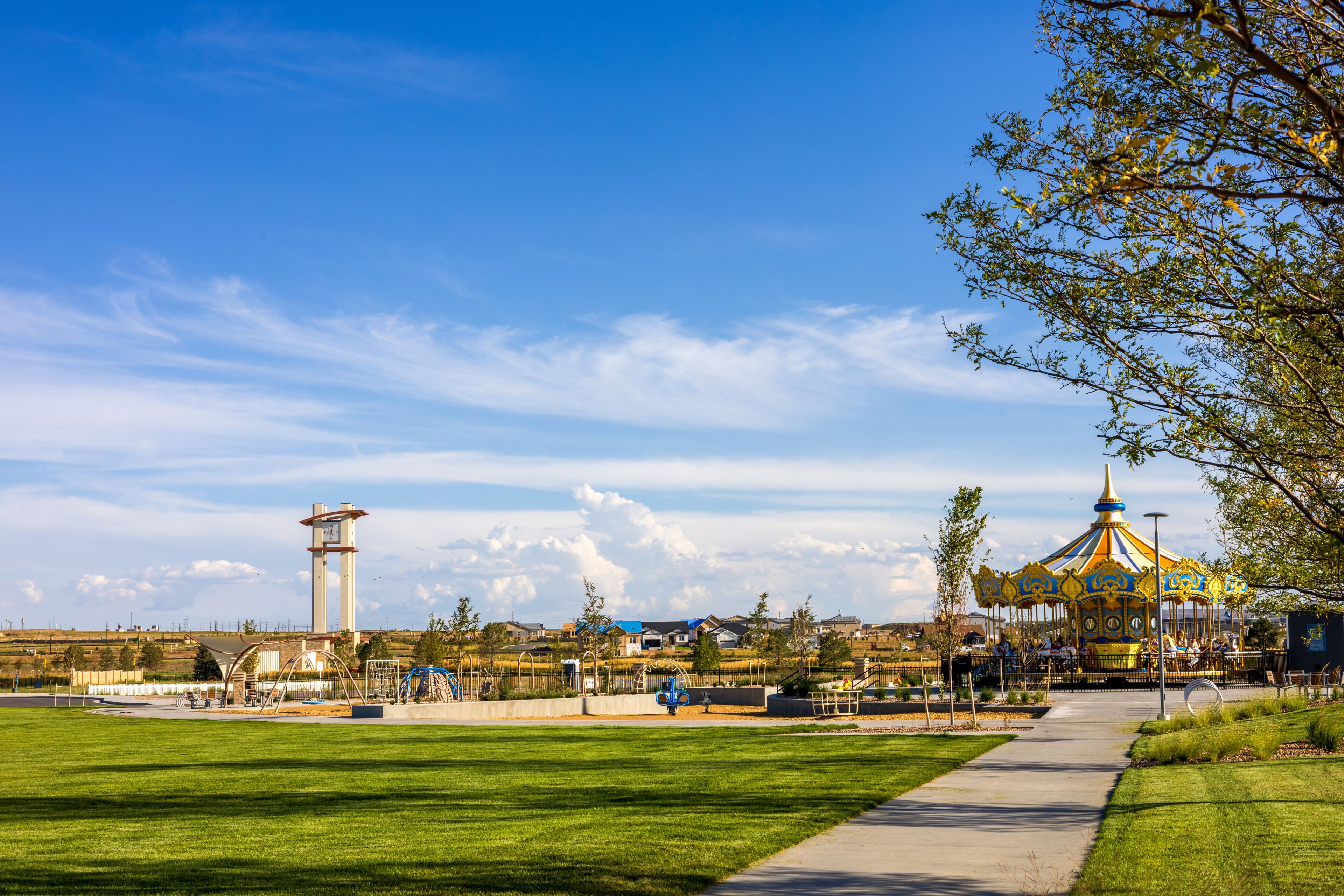Winged Melody Park, a Recently opened public park in Aurora Highland, a newly constructed neighborhood in the Denver metro area, Colorado