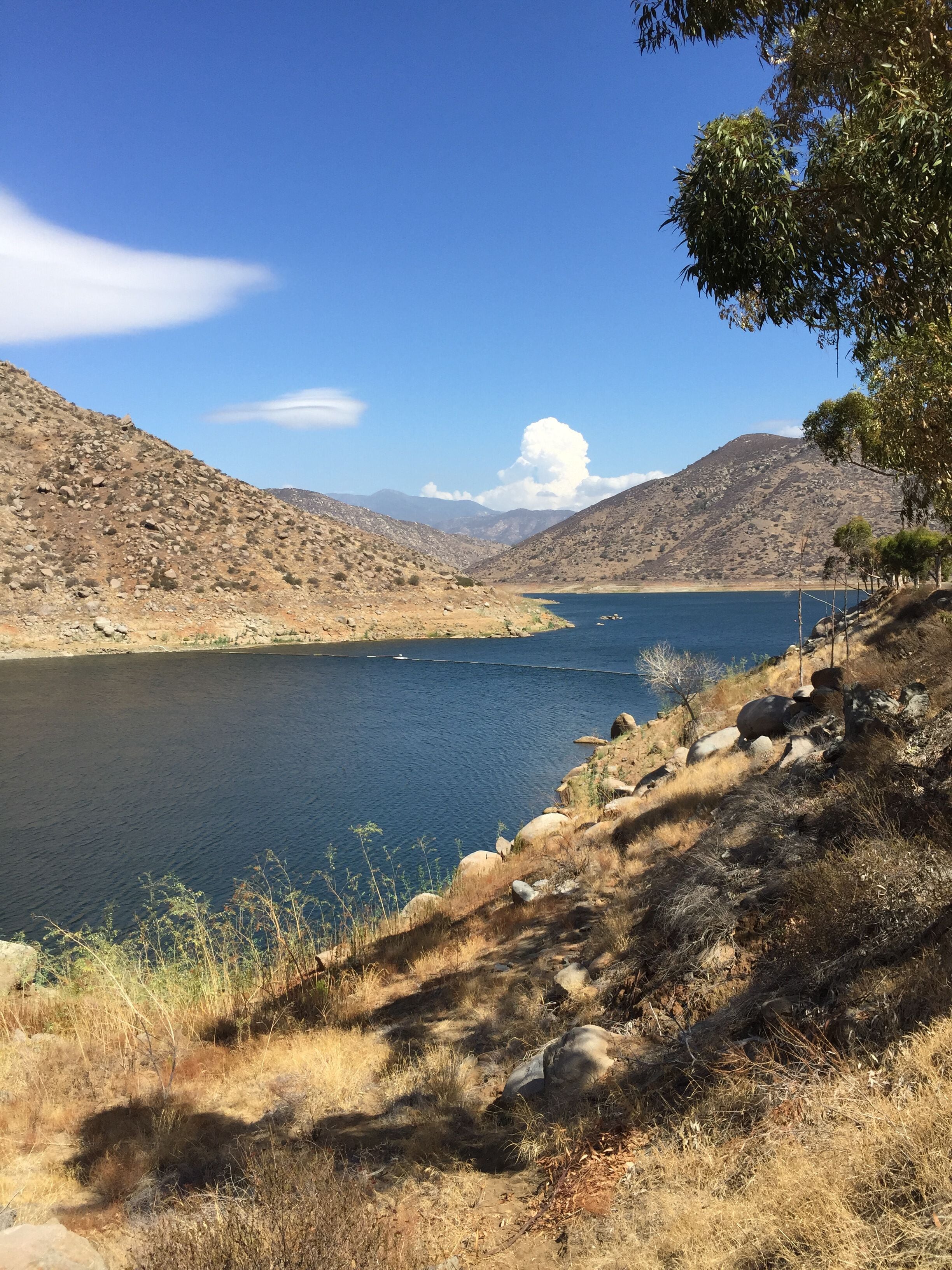 Mountain lake with clouds