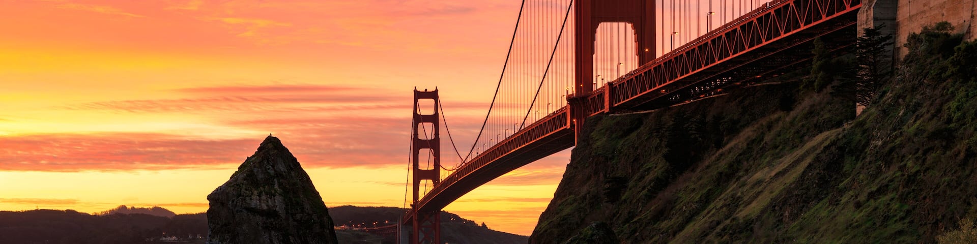 The Sun Rises over the Golden Gate Bridge in San Francisco
