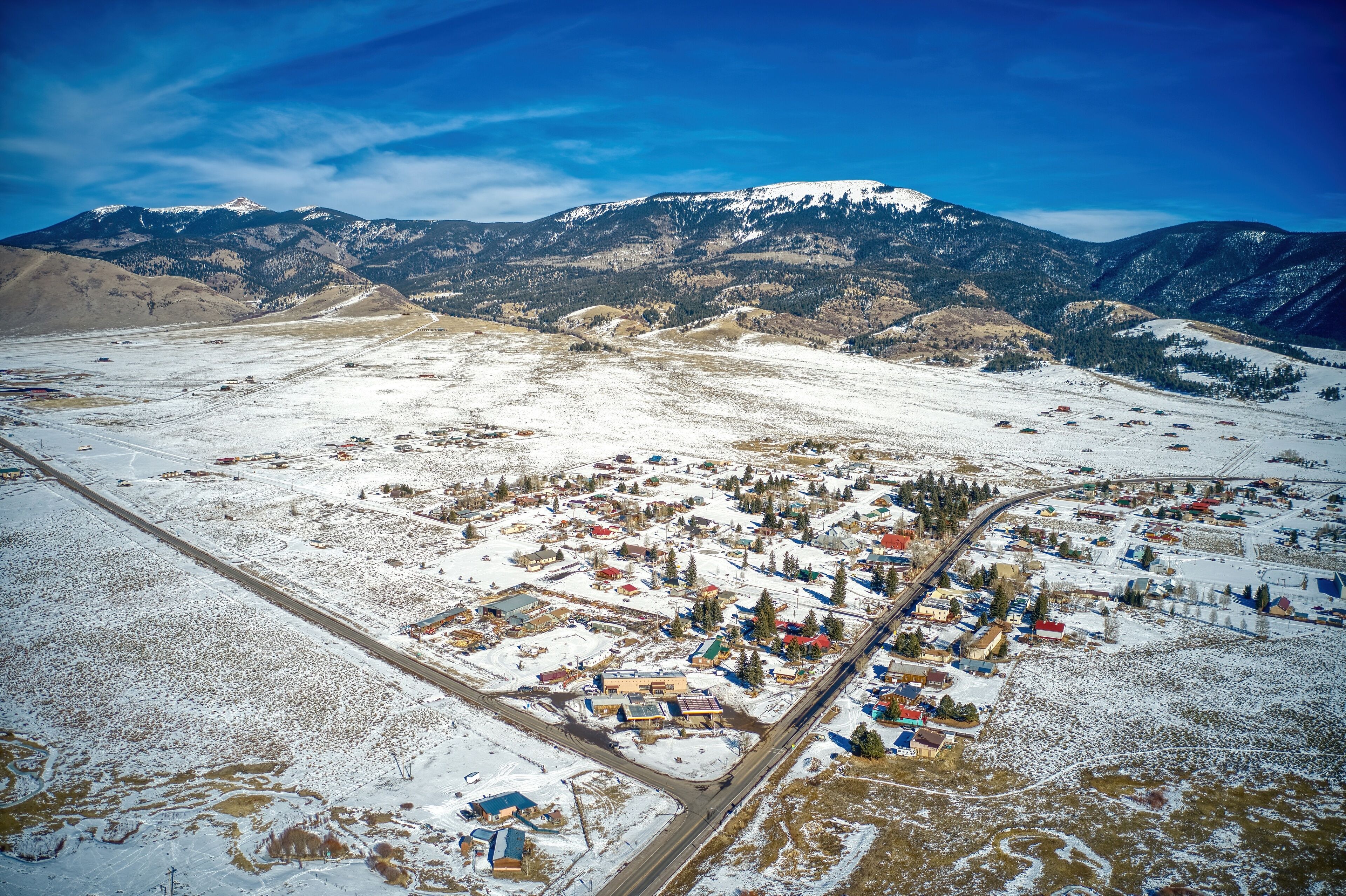 Aerial View of the Mountain Town of Eagle Nest, New Mexico