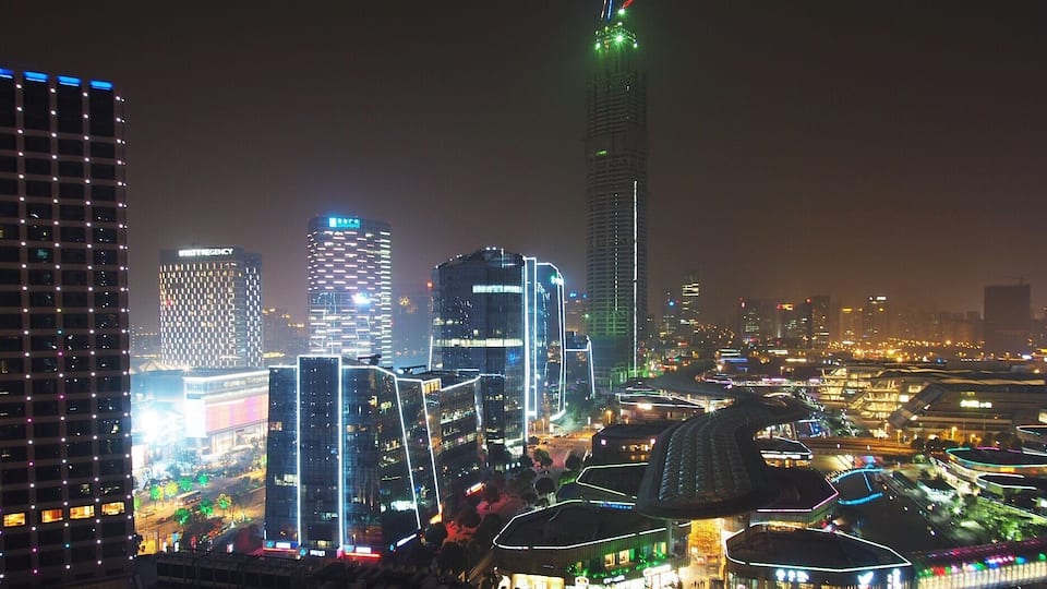 Times Square in Suzhou China. In the background is planned to be 650m building (that's 100m higher the One World Trade Center in NY). #StormsGallery