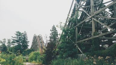 the old coaster at the abandoned geauga lake amusement park.